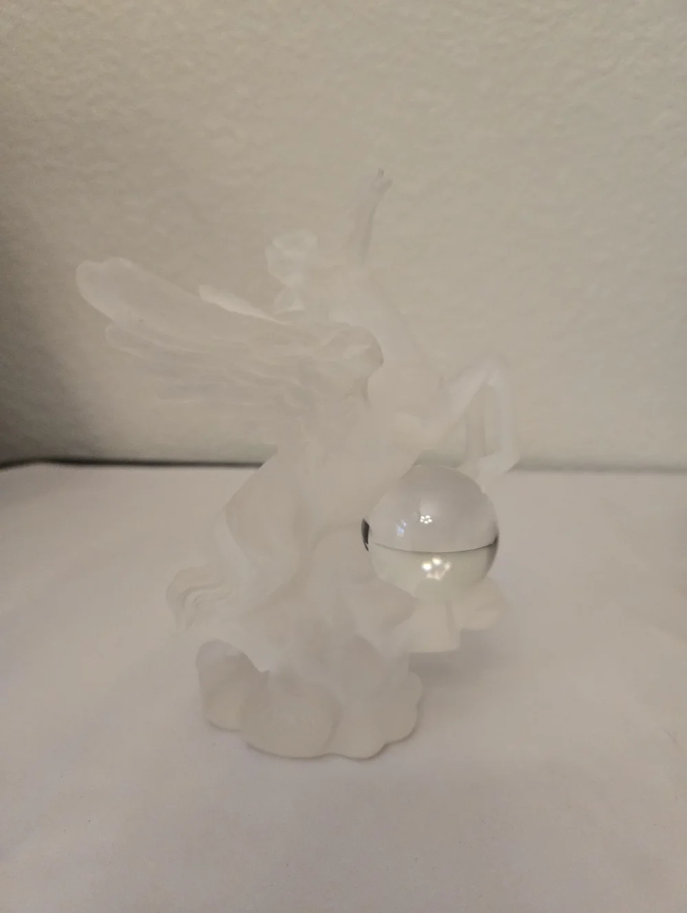 Longarch Vintage Frosted Lucite Pegasus With Glass Ball Sculpture Mystical Horse